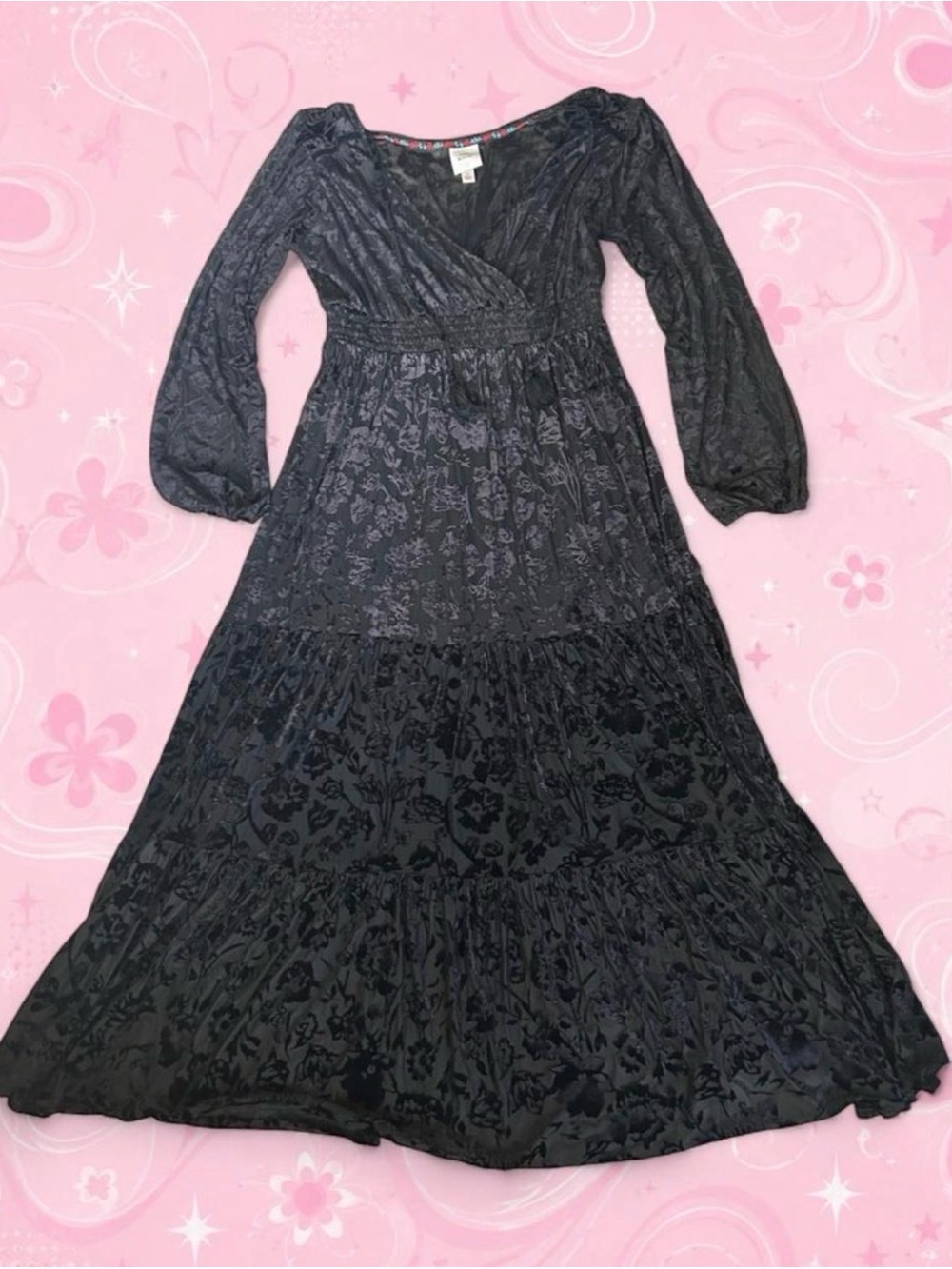 Knox Rose Gothic Velvet Burnout Tiered Maxi Dress